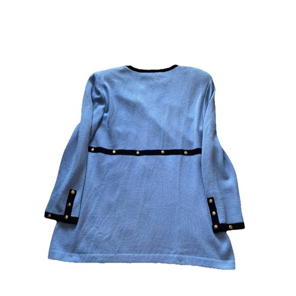 St. John Marie Gray Sweater Santana Knit 14 Blue Layering Wool Blend Duster - Picture 2 of 9